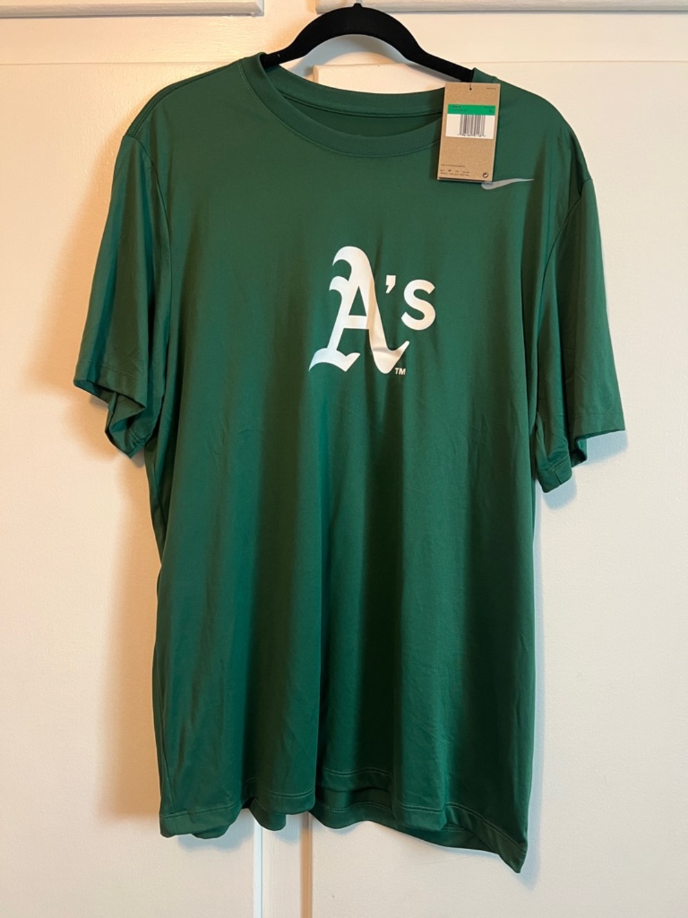 Nike Green Oakland A's Short Sleeve Tee with White Logo